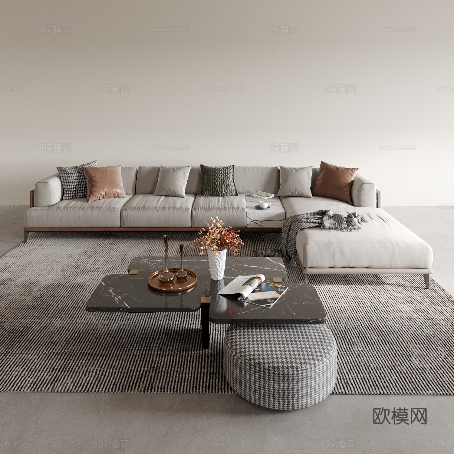 现代转角沙发 多人沙发3d模型下载