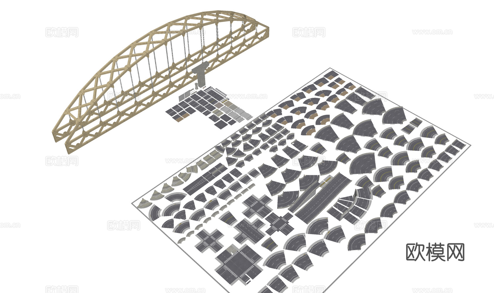 现代道路 交通道路 市政道路 公路标准段 斑马线3d模型