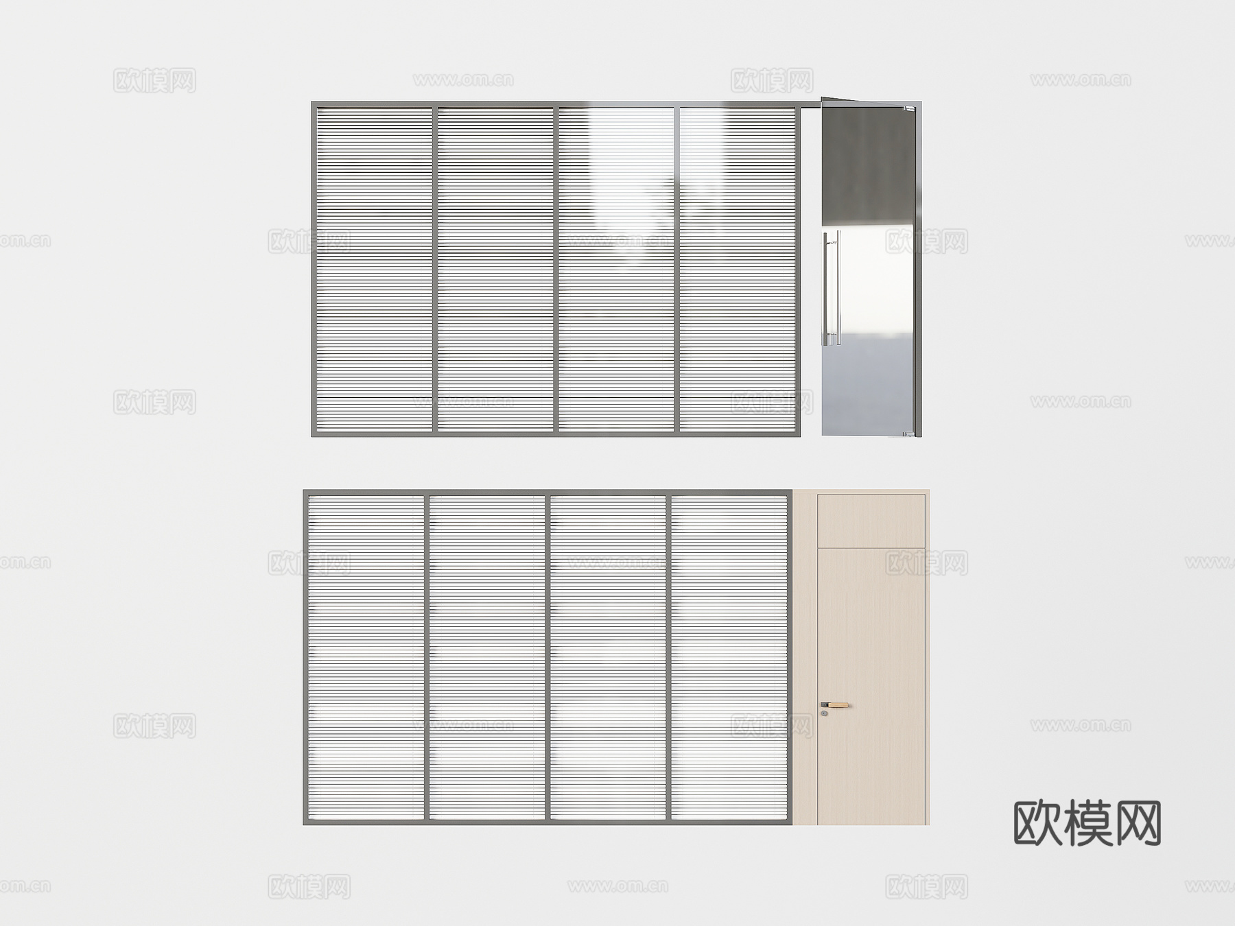 现代玻璃隔断 办公室隔断3d模型