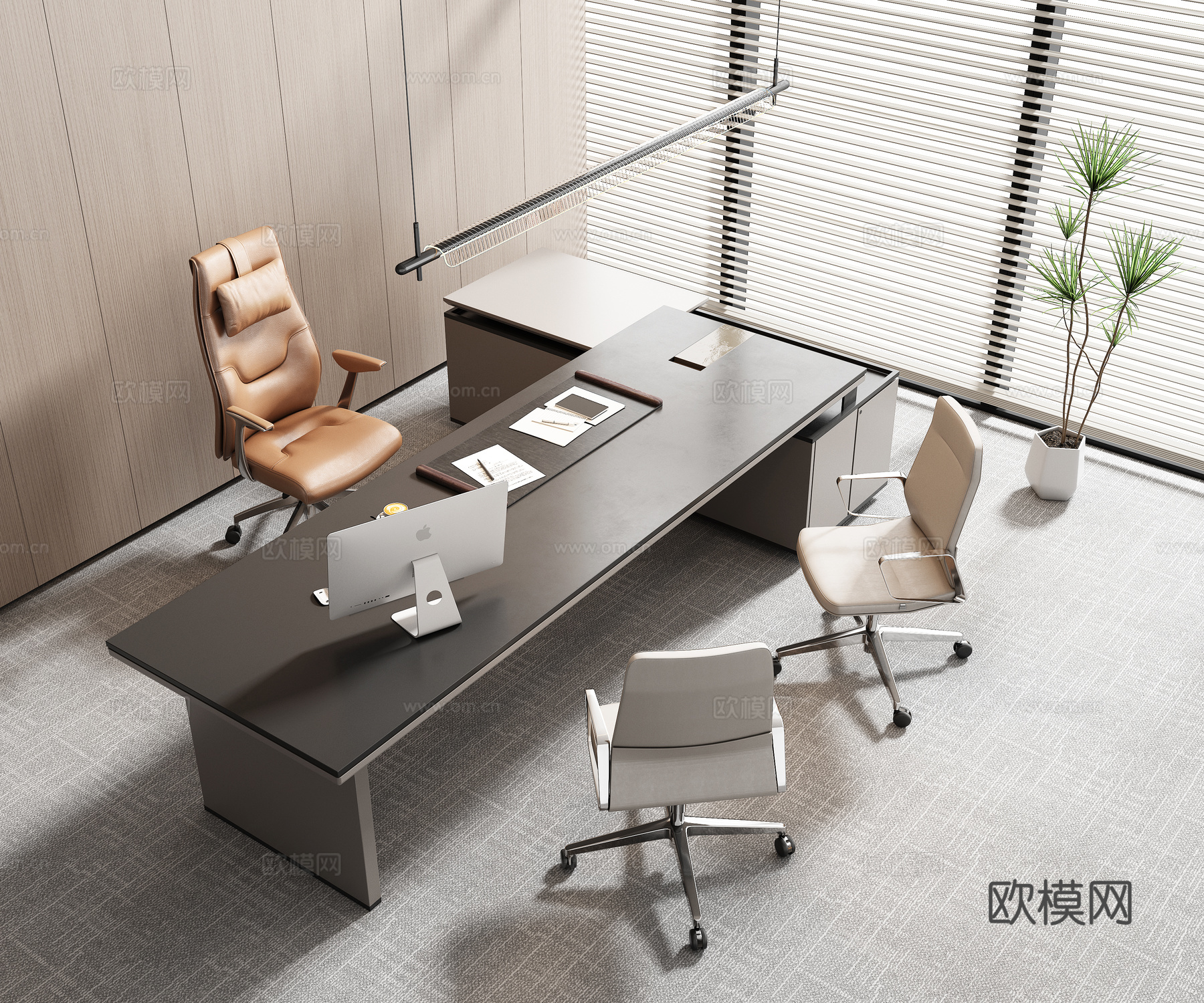 现代办公桌 班台桌 老板桌3d模型下载