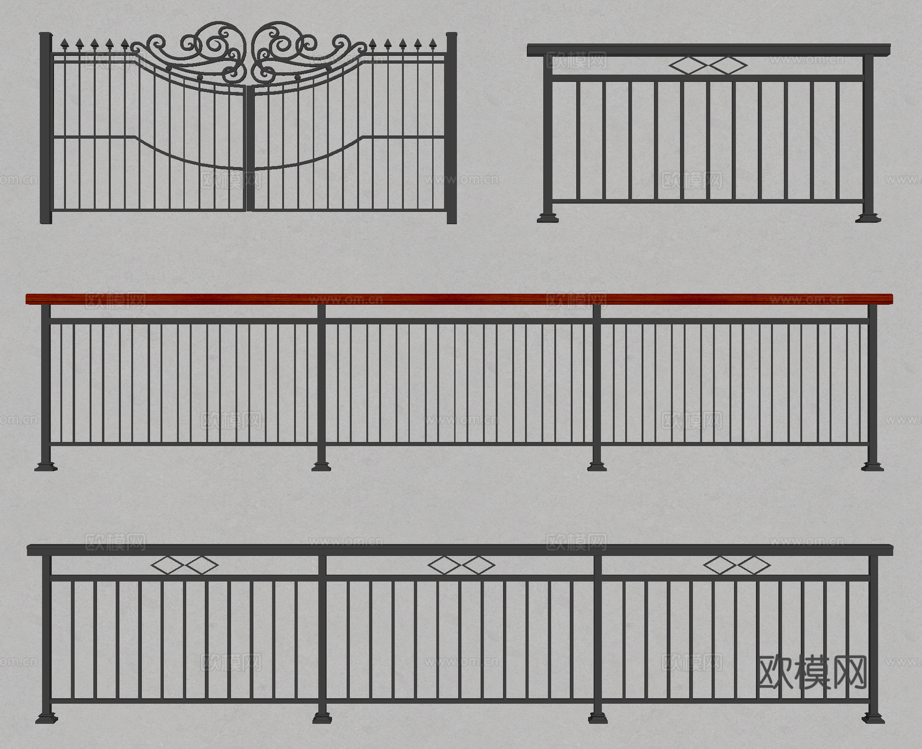 铁艺护栏 防护栏网 铁艺栅栏 栏杆 扶手su模型