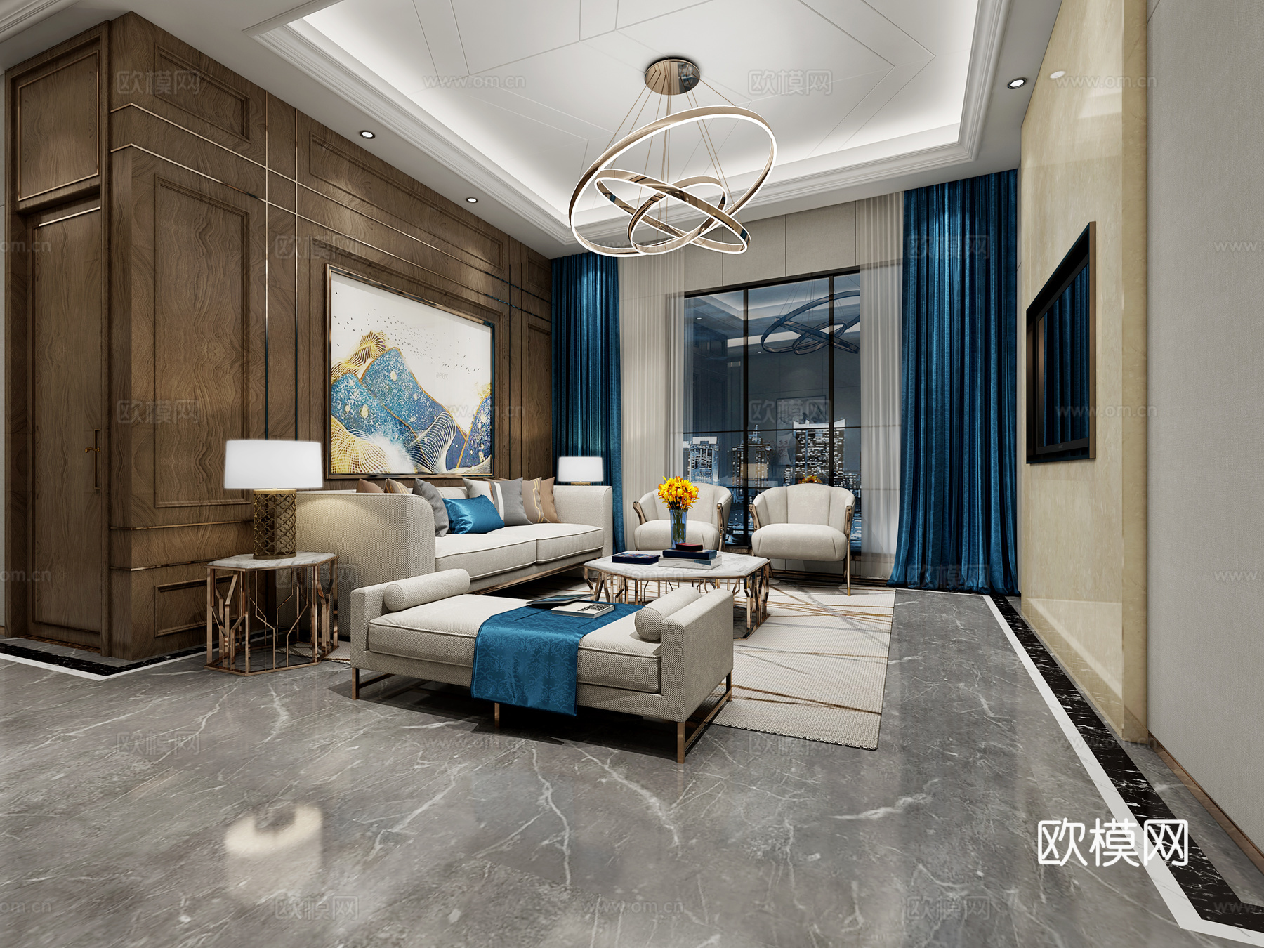 现代公司前台 过道 接待区3d模型下载（渲染图2）