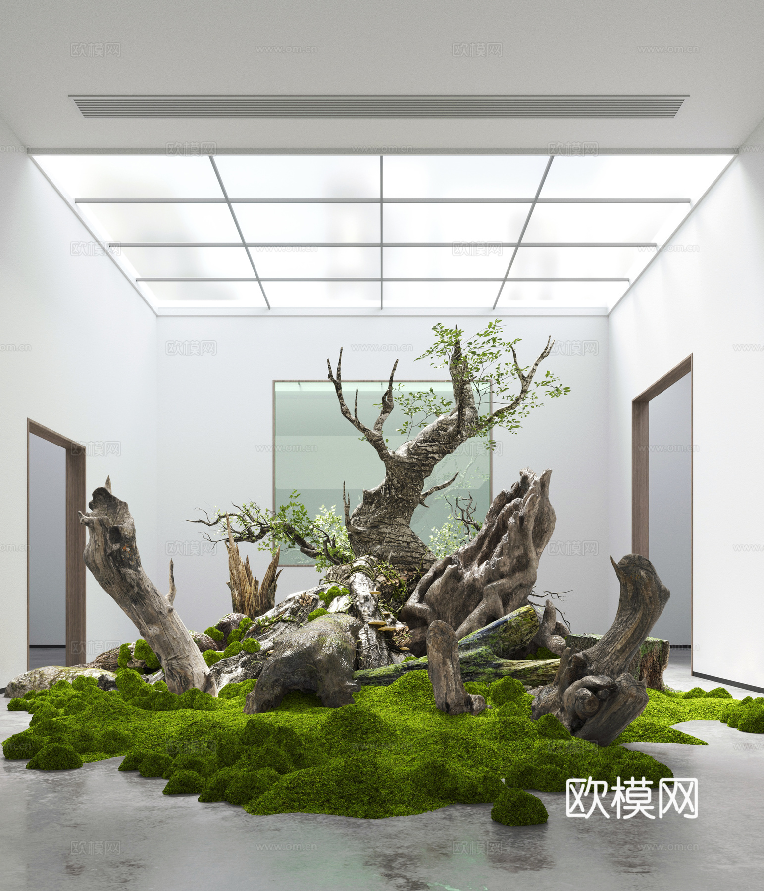 现代室内枯木造景3d模型下载