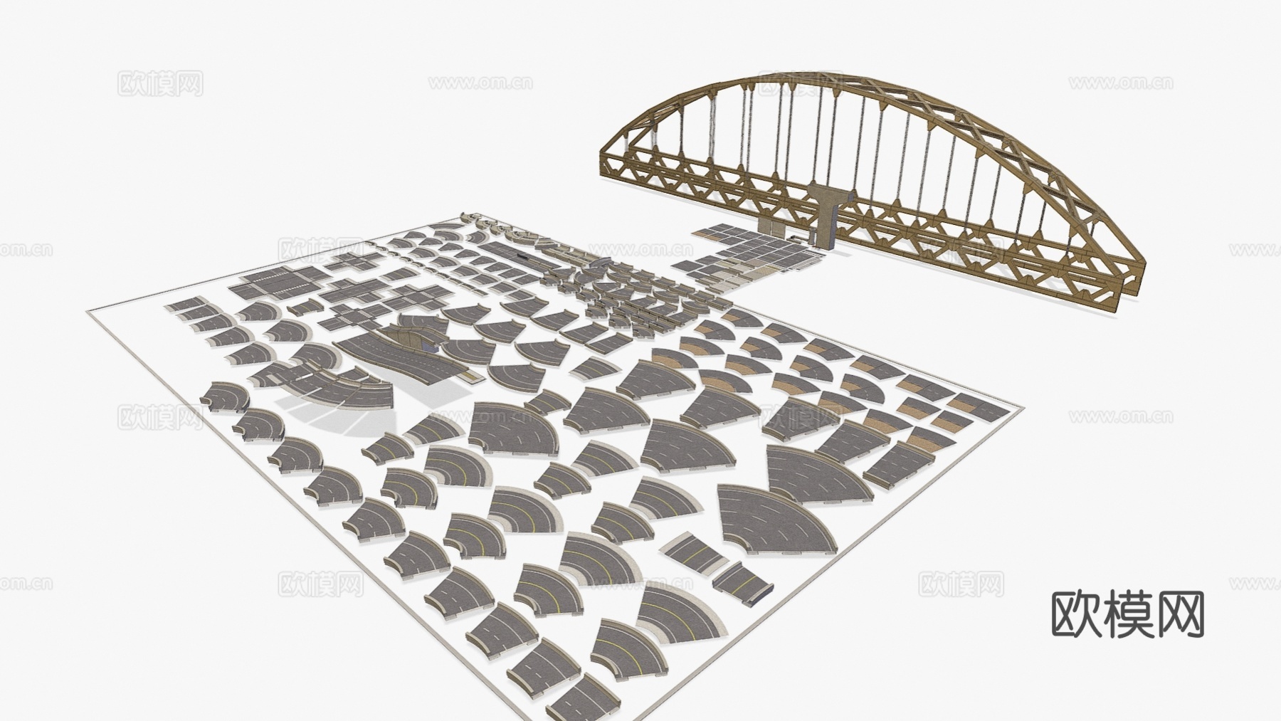 现代道路 交通道路 市政道路 公路标准段 斑马线3d模型