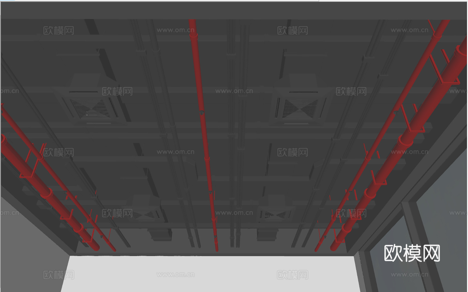 管道吊顶 空调管道 管道天花su模型