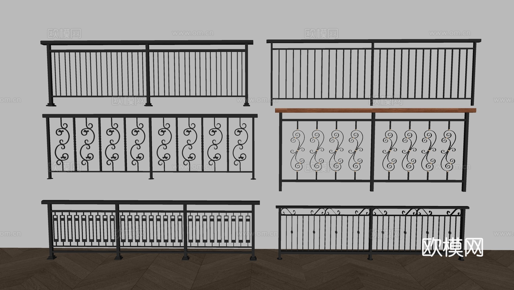 铁艺栏杆 围栏 护栏 楼梯护栏su模型
