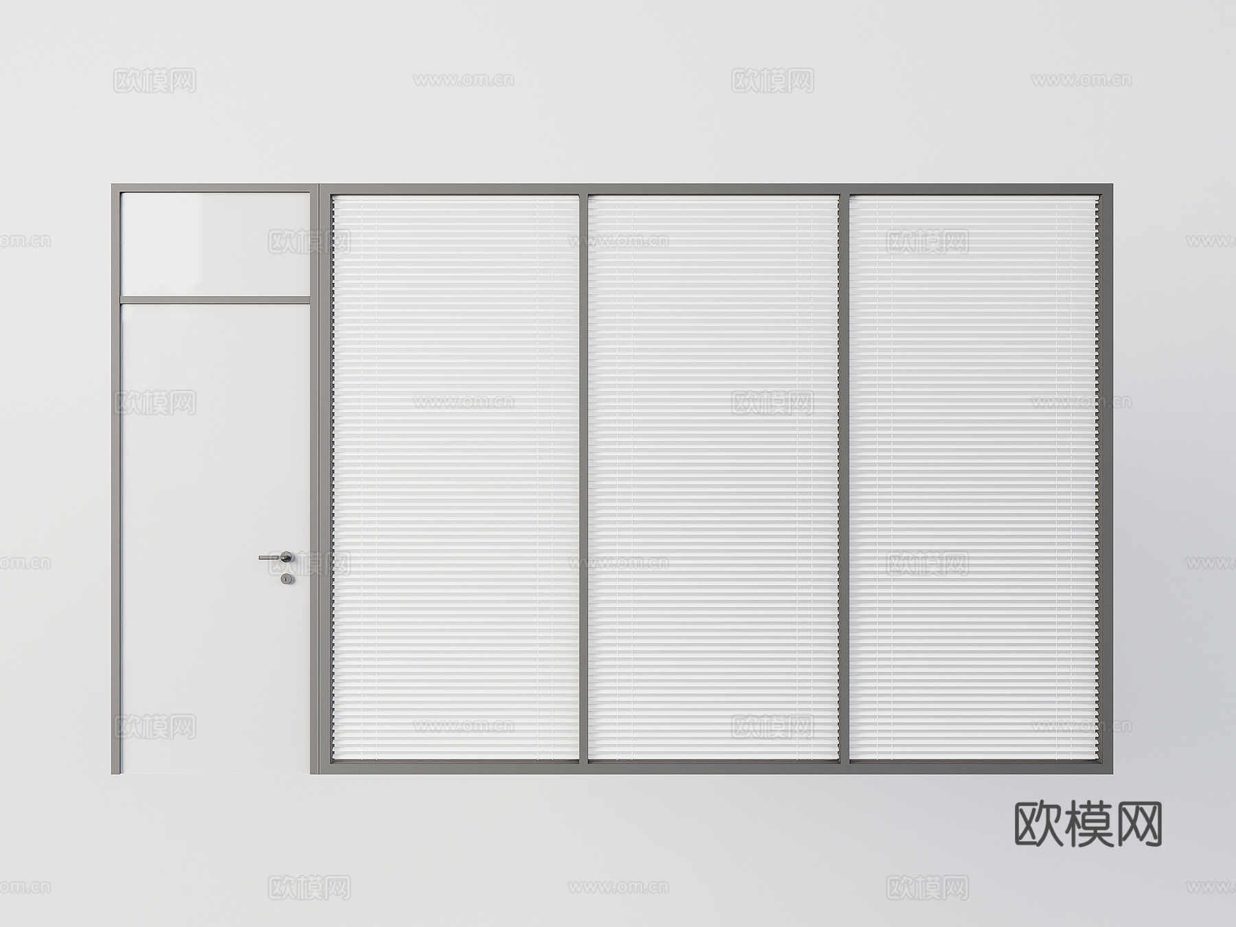 现代玻璃隔断 办公室高隔墙 双层百叶隔断墙3d模型