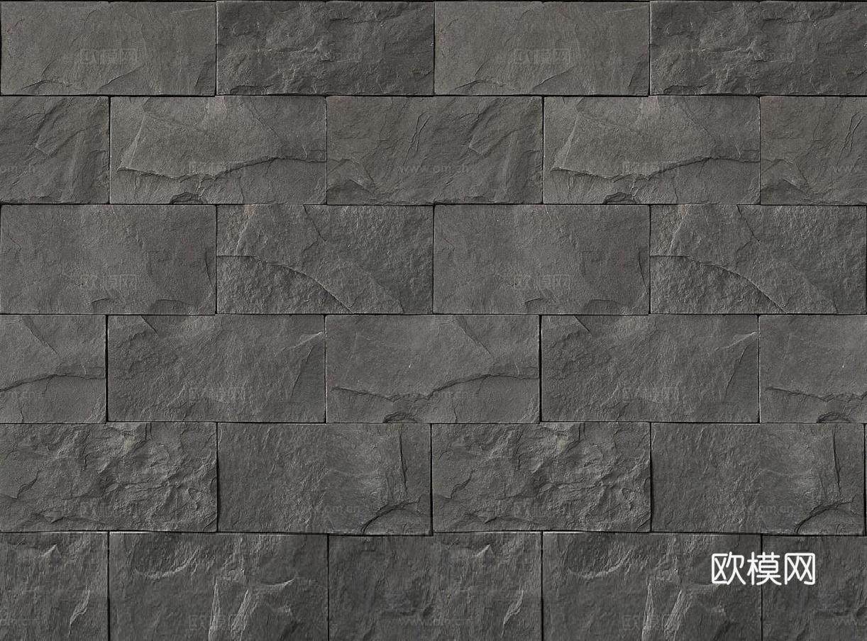 无缝深色文化石毛石岩石墙面贴图下载