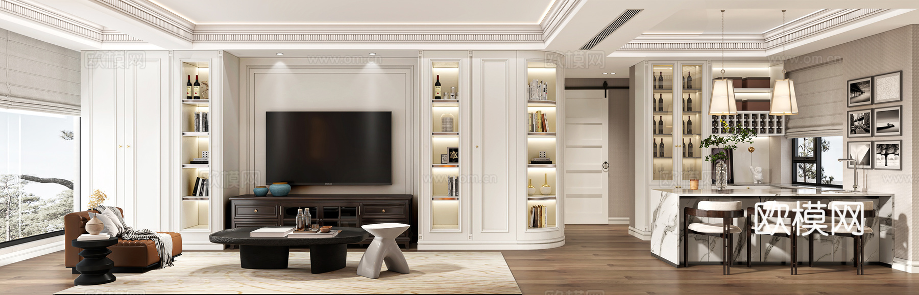 简欧客餐厅su模型下载（渲染图2）