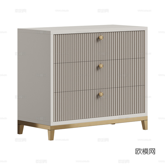 现代床头柜3d模型下载(渲染图1)