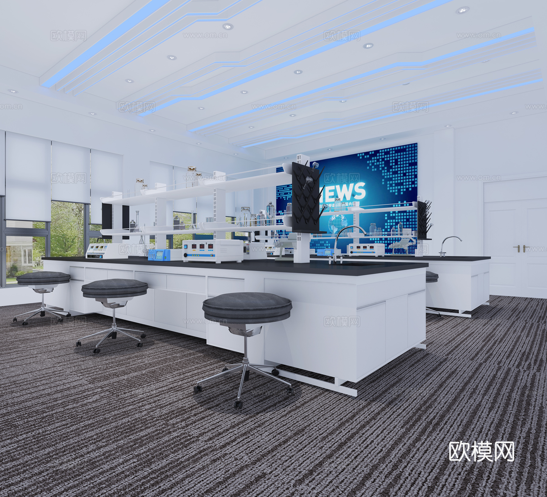 现代科研室 实验室3d模型下载（渲染图1）