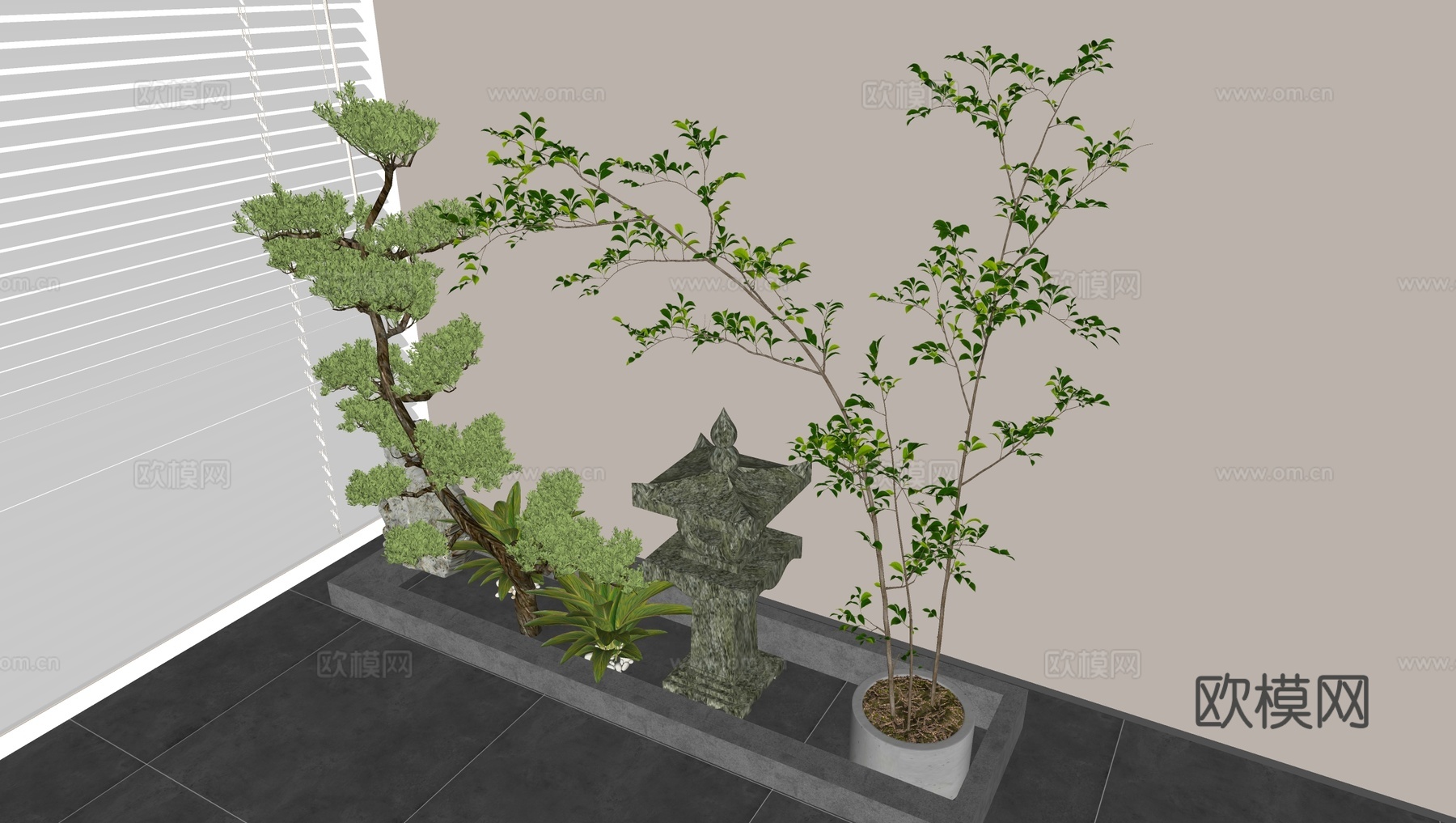 绿植植物 景观小品 植物堆su模型