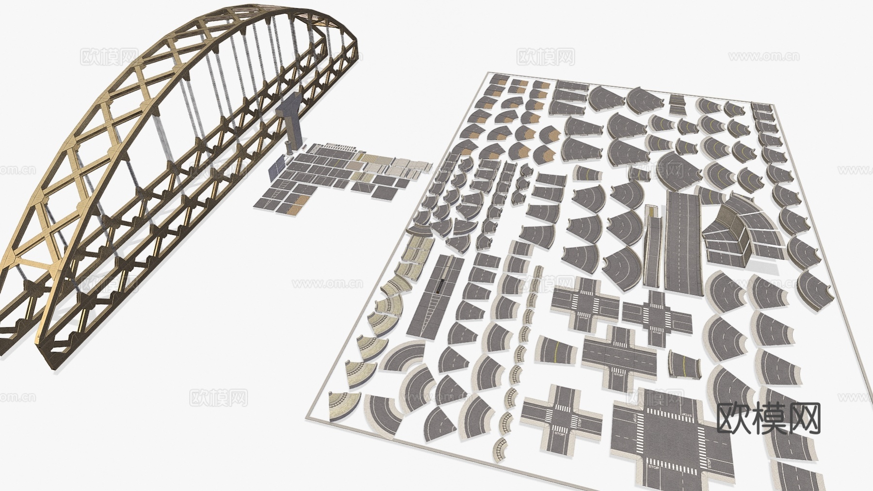 现代道路 交通道路 市政道路 公路标准段 斑马线3d模型