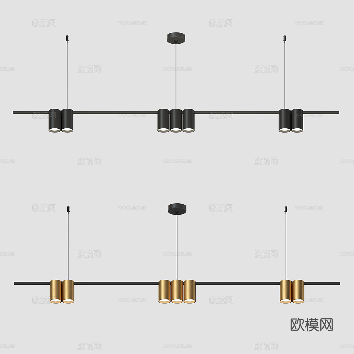 轻奢吊灯 长条吊灯3d模型