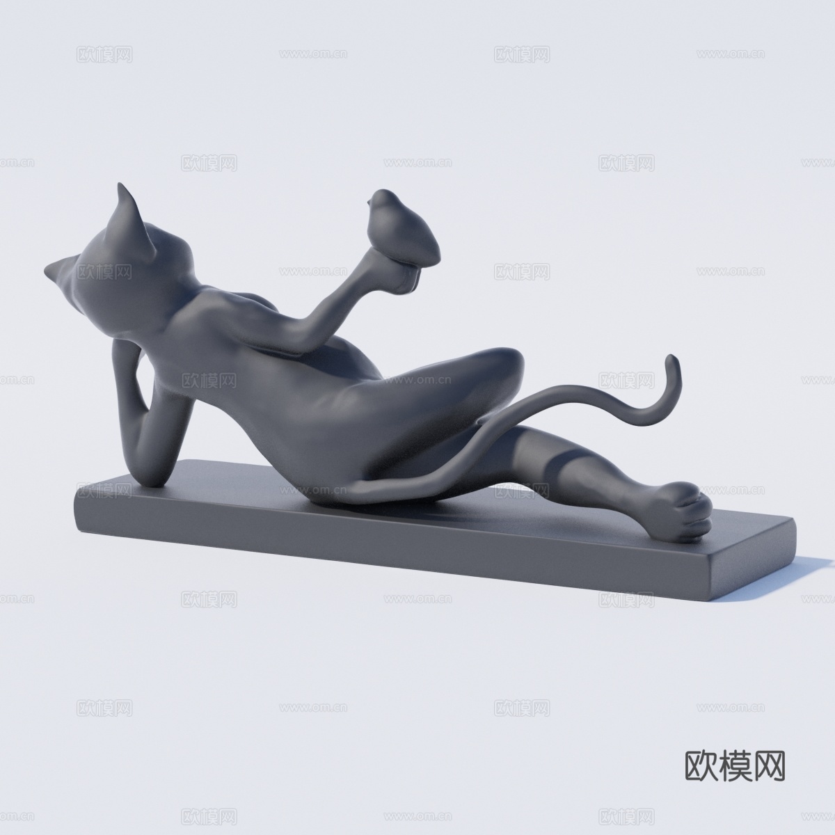 猫雕塑摆件 躺姿势猫雕塑 动物雕塑3d模型