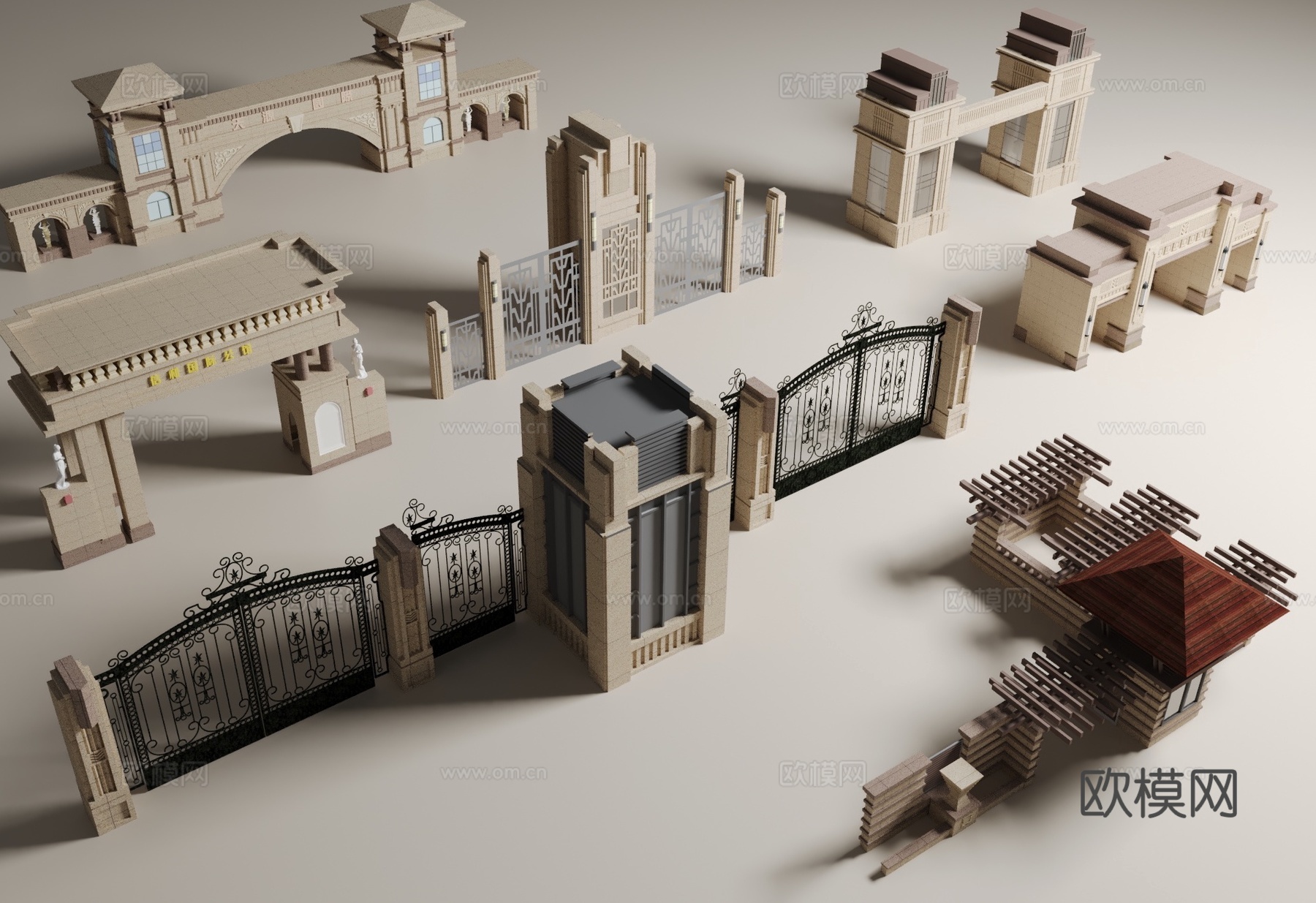 欧式大门入口3d模型下载