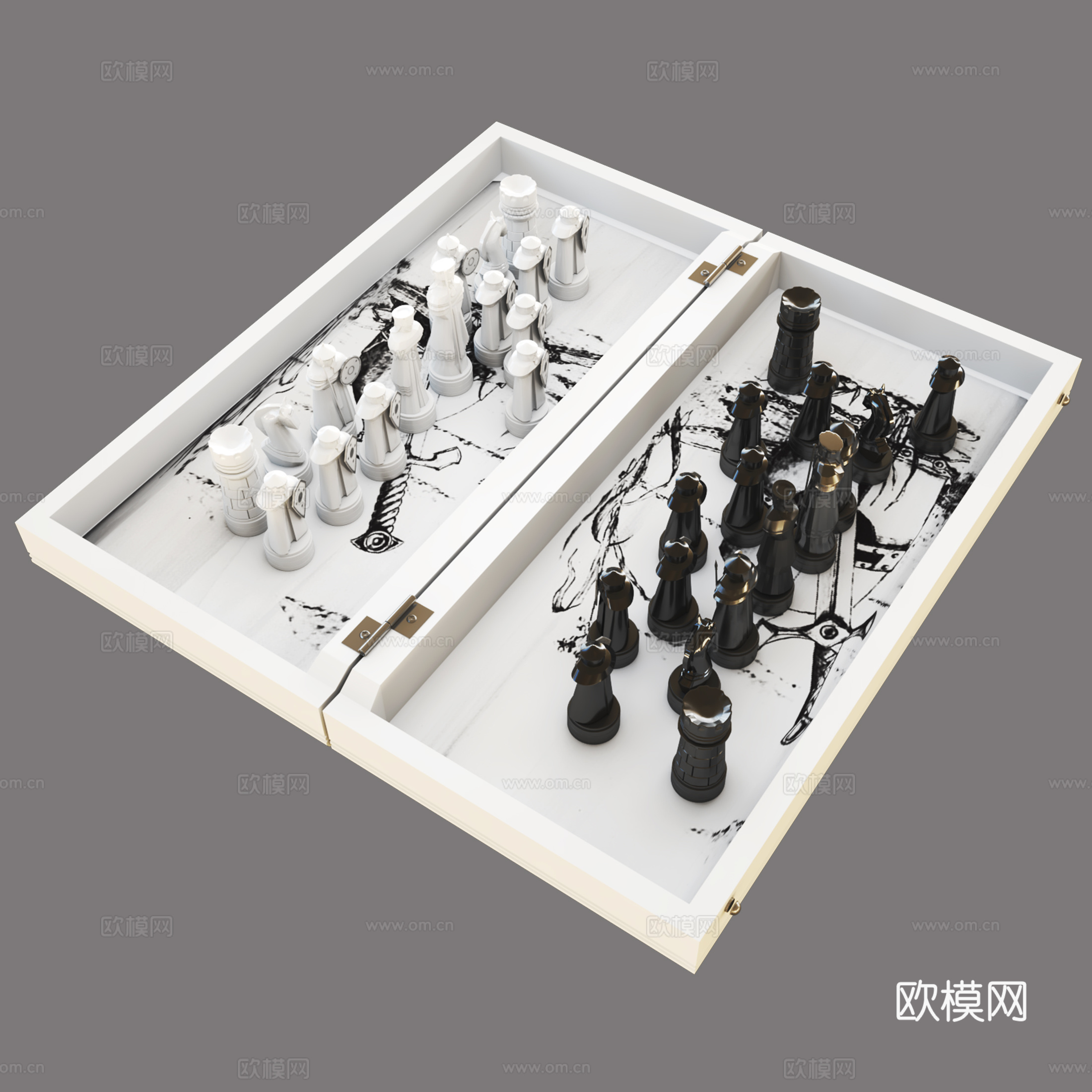 国际象棋 象棋 摆动棋 棋盒 棋板3d模型