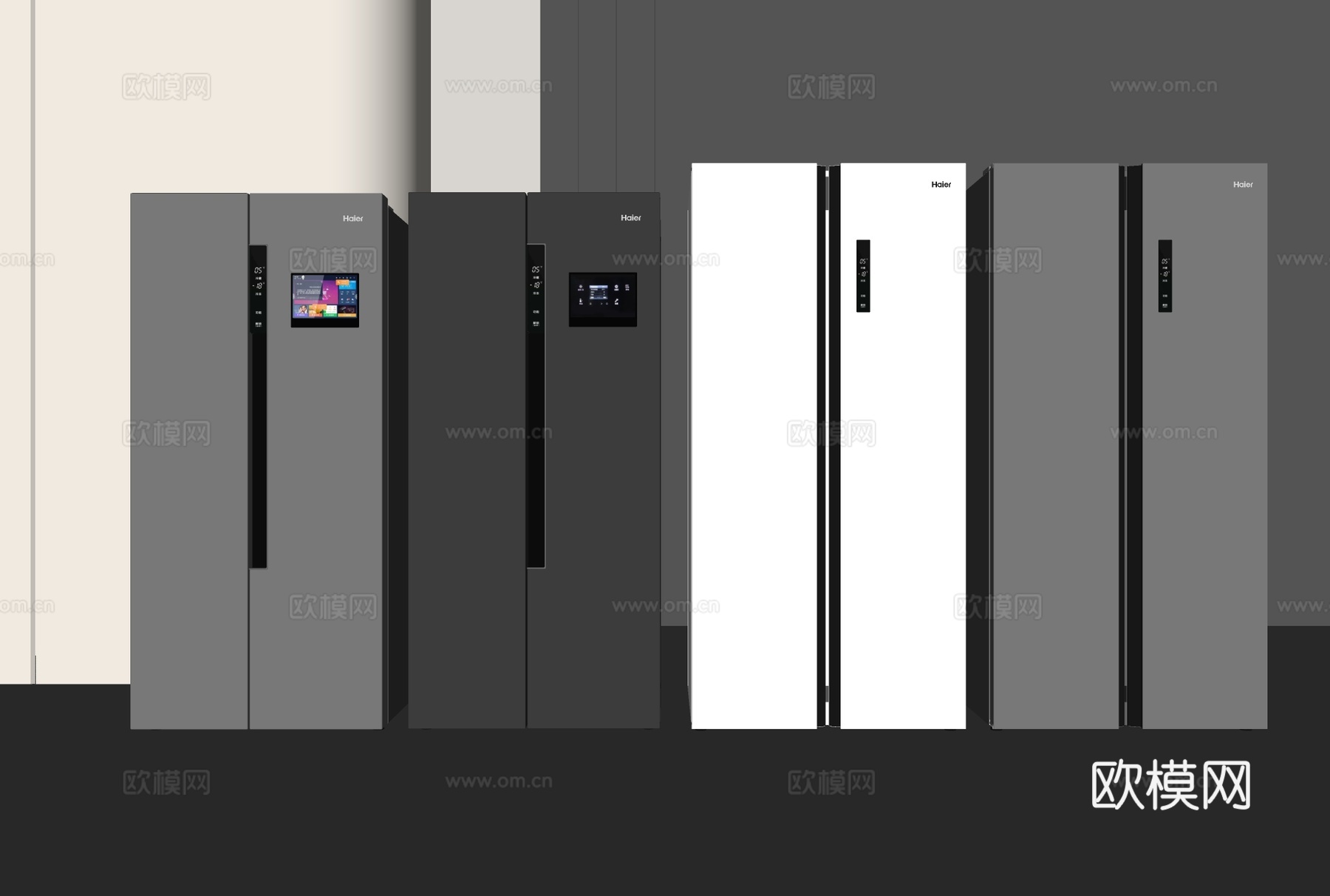 现代冰箱 对开门冰箱su模型