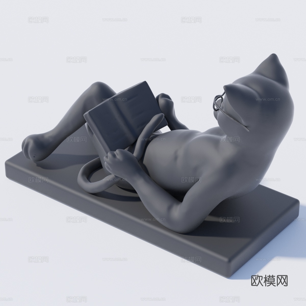 阅读猫雕塑3d模型