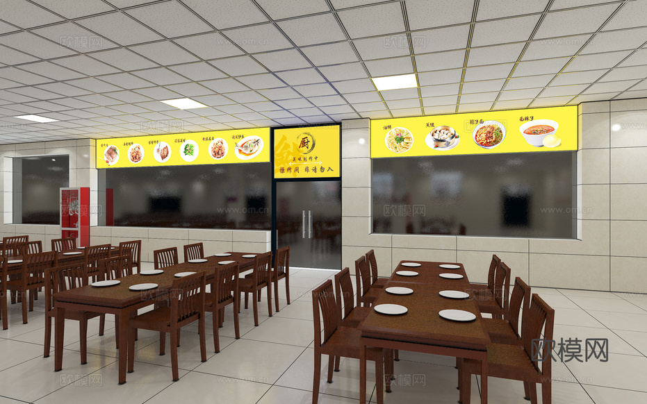 单位食堂3d模型下载(渲染图5)