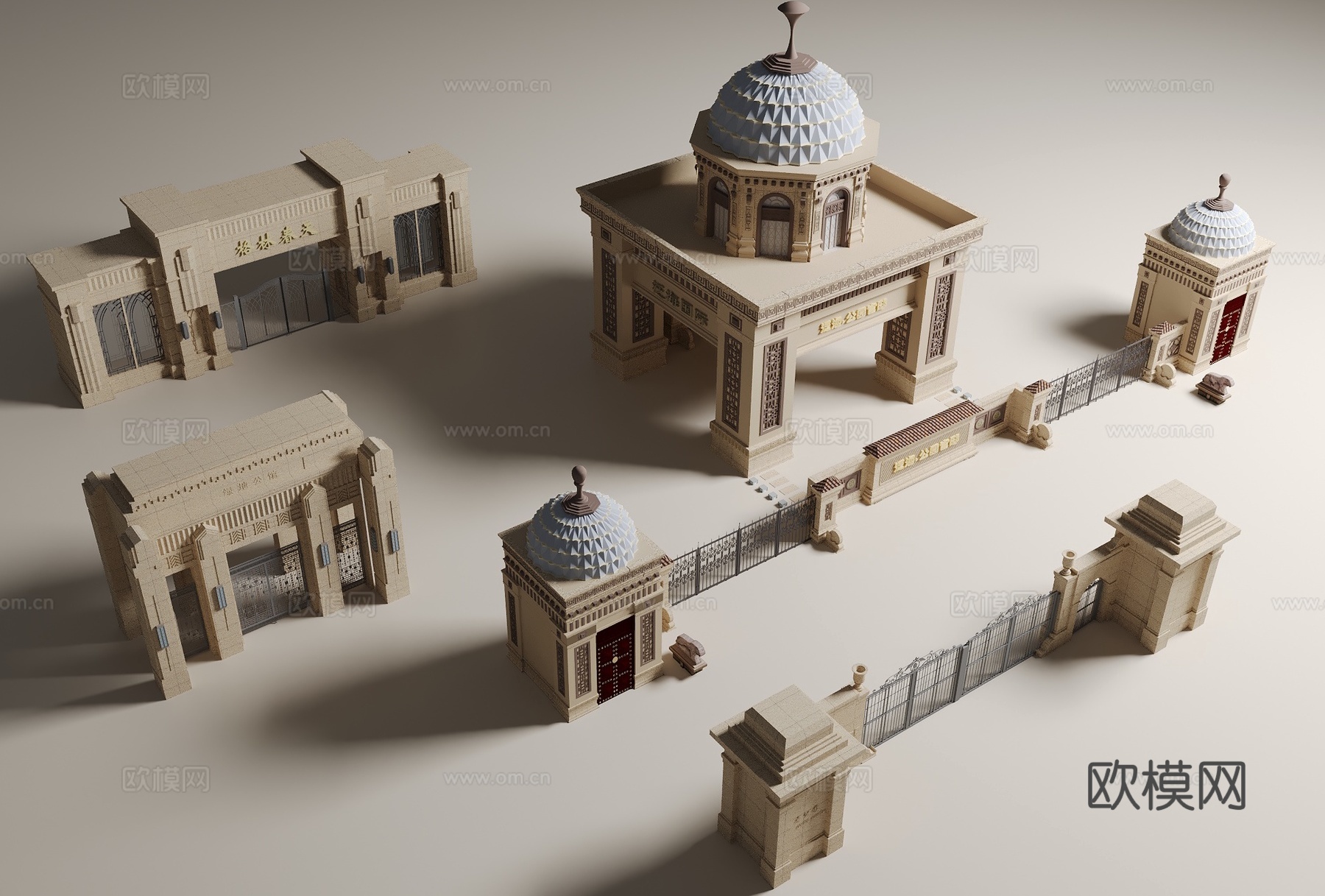 欧式大门入口3d模型下载