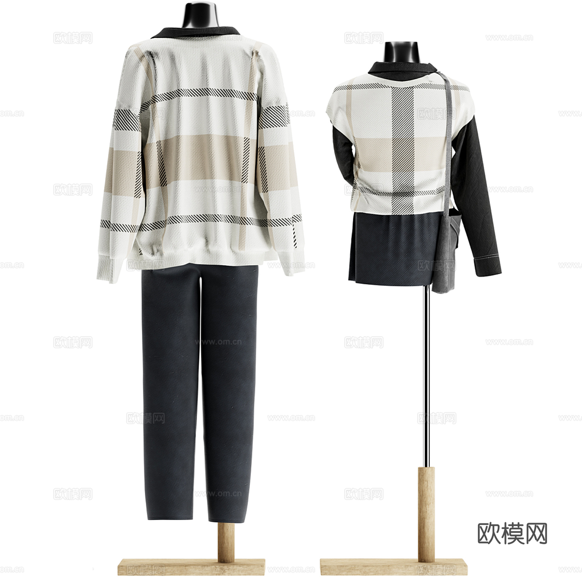 现代模特展示 服装摆件3d模型