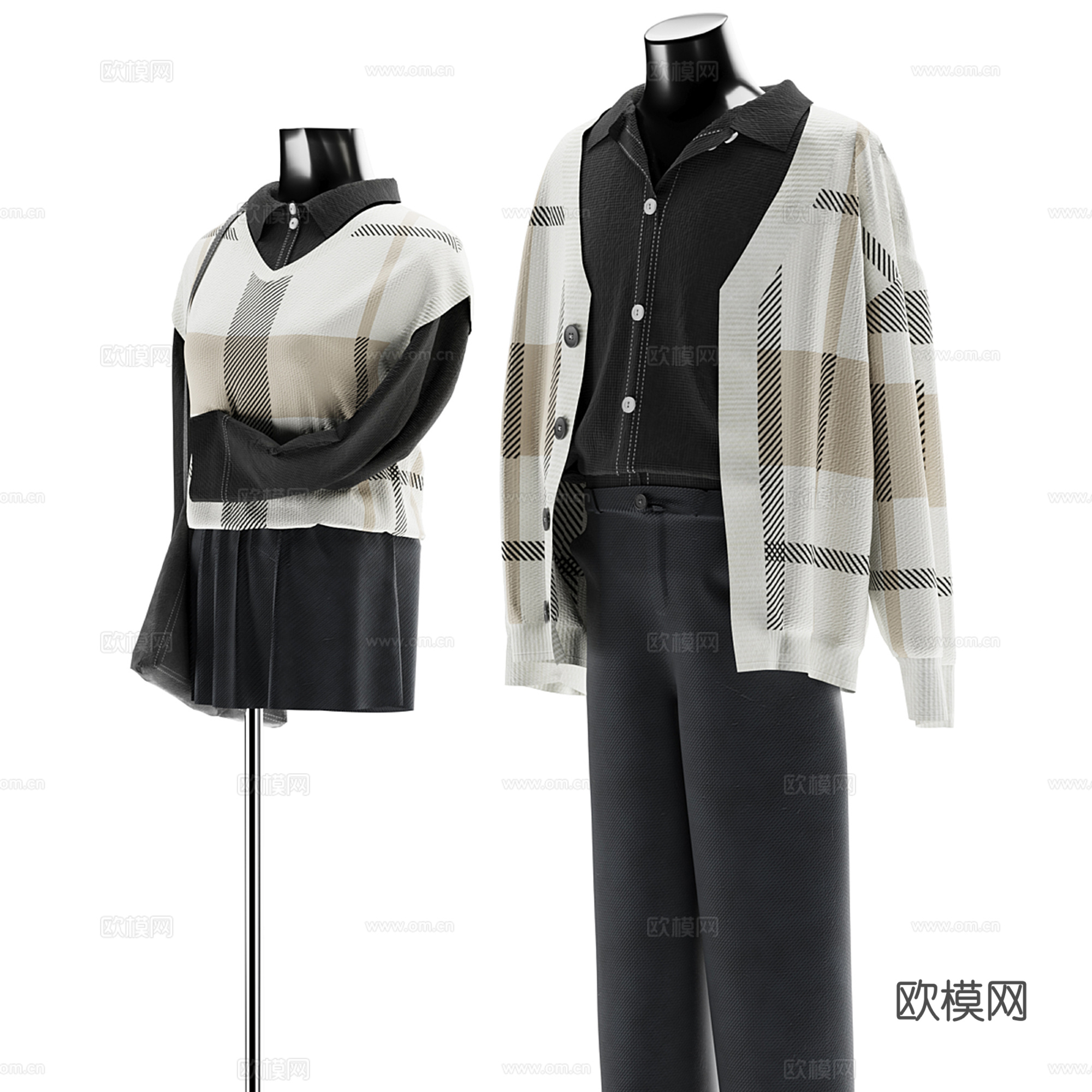 现代模特展示 服装摆件3d模型