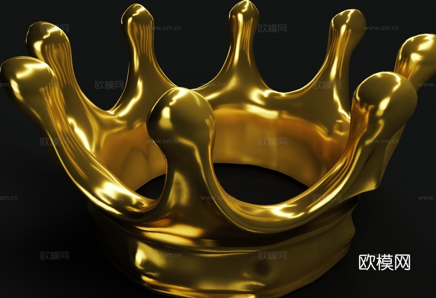 水滴 皇冠 王冠 泼溅 液体3d模型下载（渲染图1）