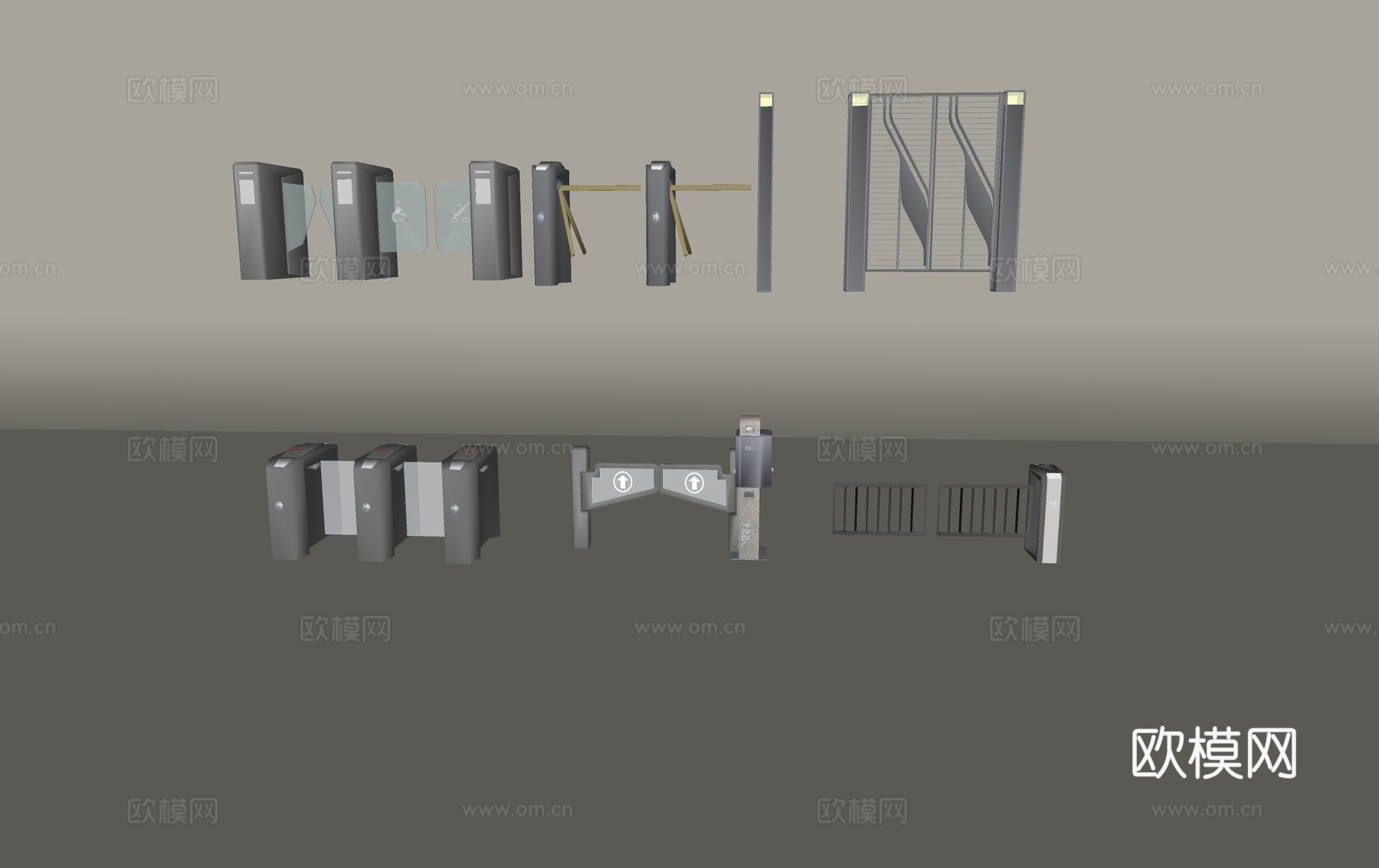 闸口 安检口  自动门 栏杆su模型