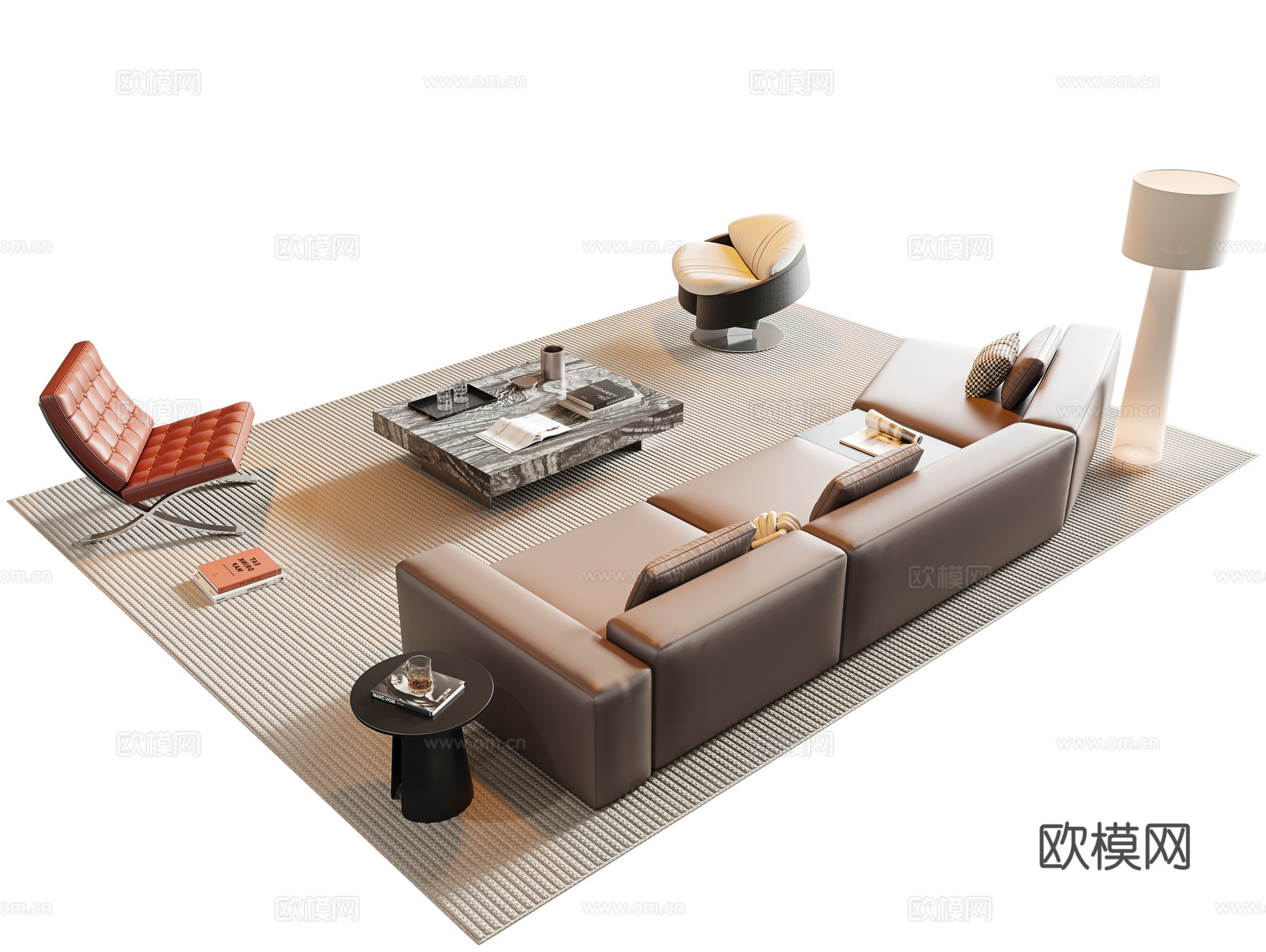意式组合沙发su模型下载（渲染图2）