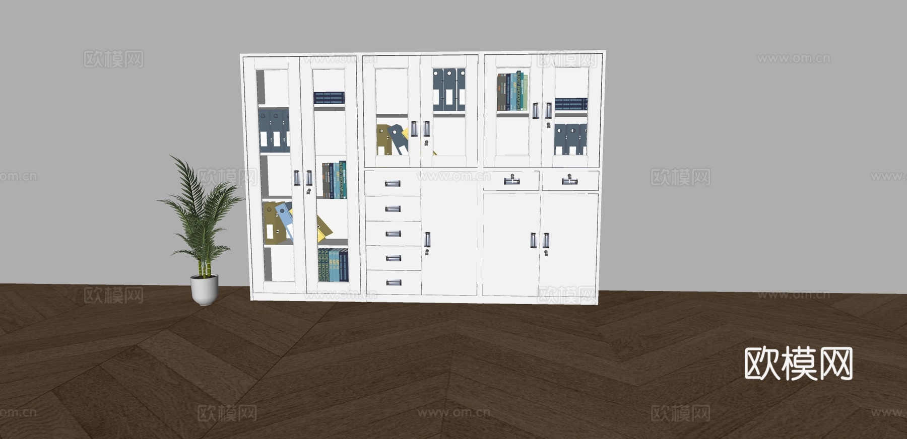 现代文件柜档案柜 储物柜 文件档案盒su模型