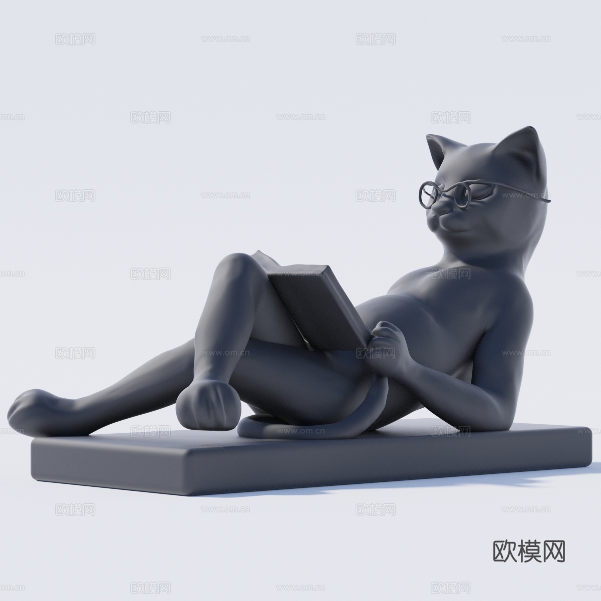 阅读猫雕塑3d模型