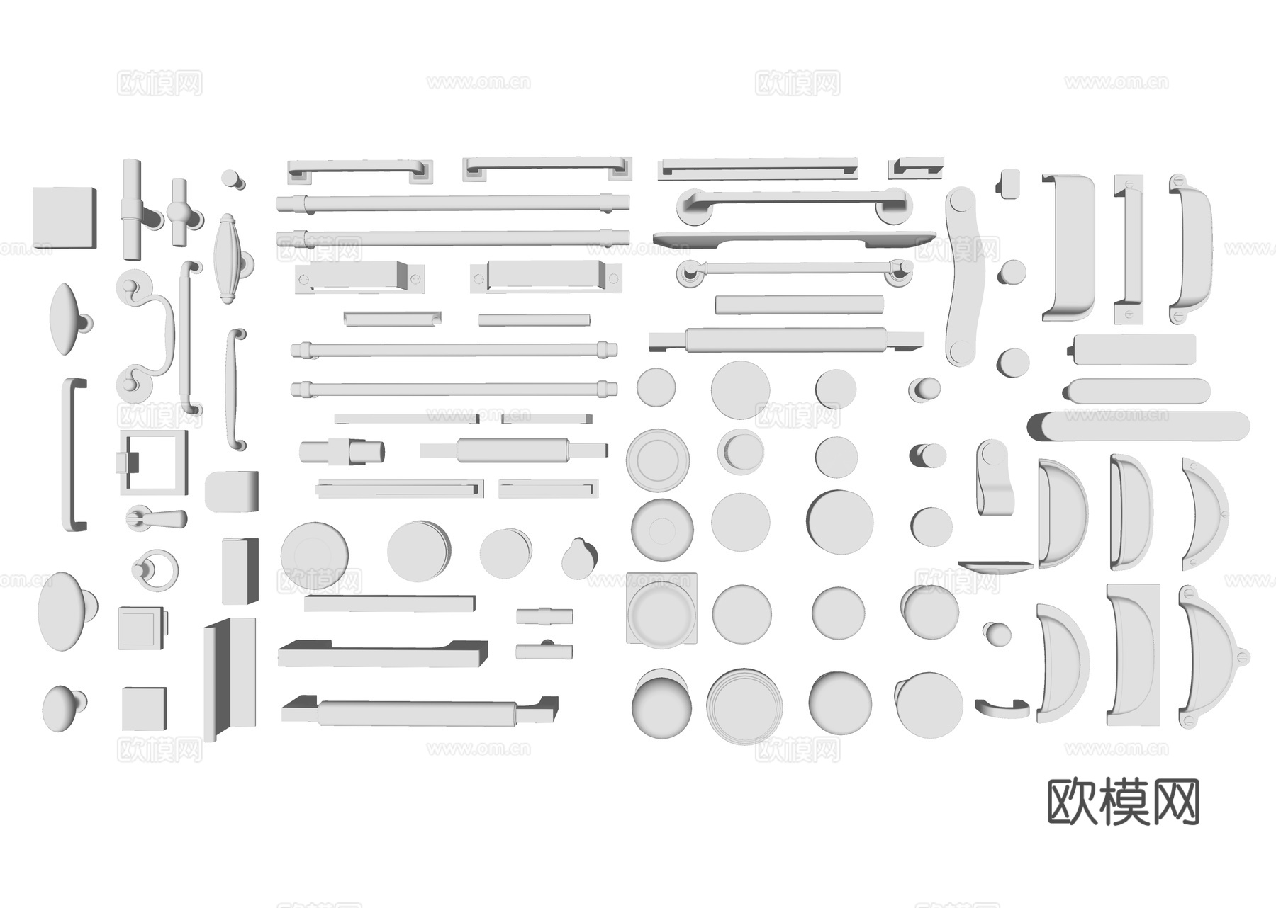 现代橱柜 门把手 拉手 合页su模型
