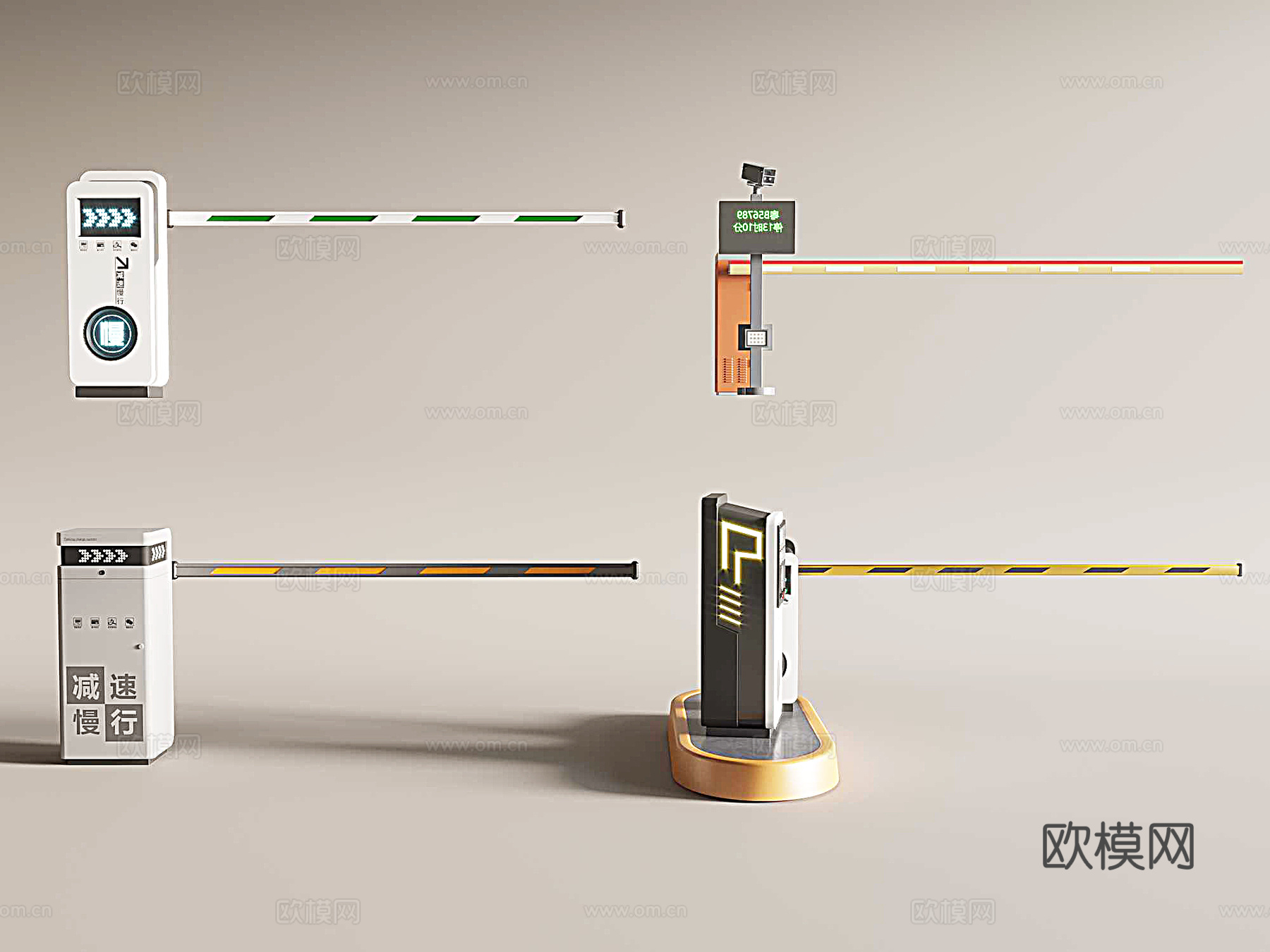闸口 收费栏杆  自动门 停车场栏杆3d模型