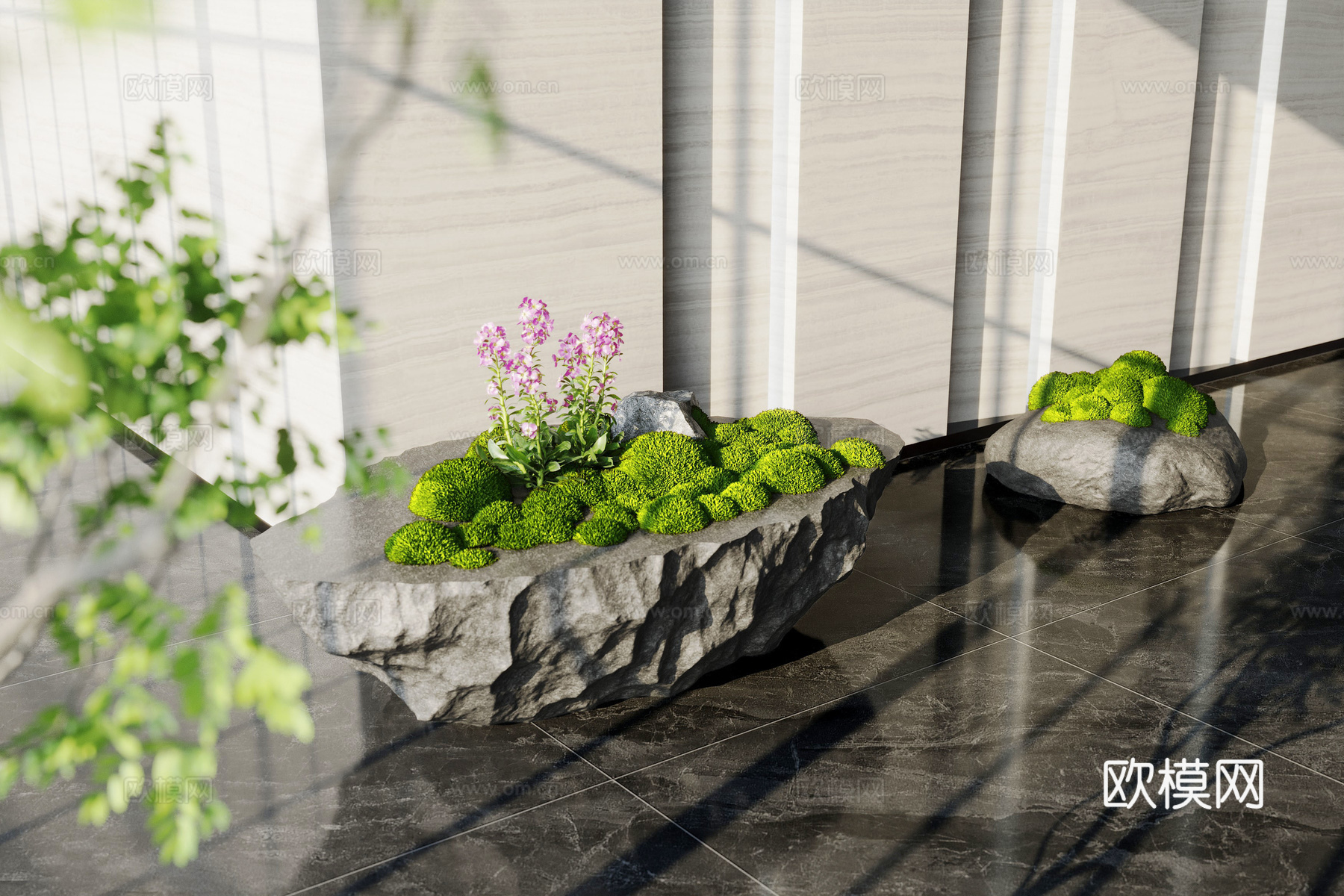 现代室内景观造景 室内景观 苔藓植物3d模型