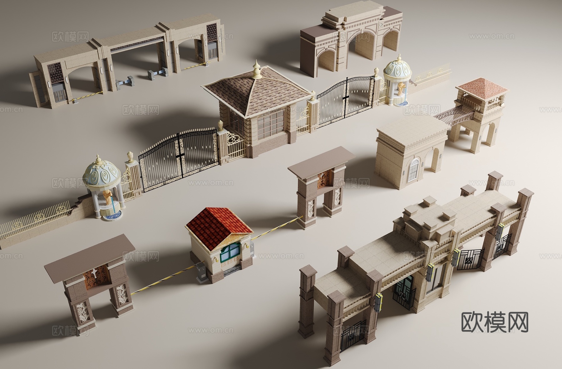 欧式大门入口3d模型下载