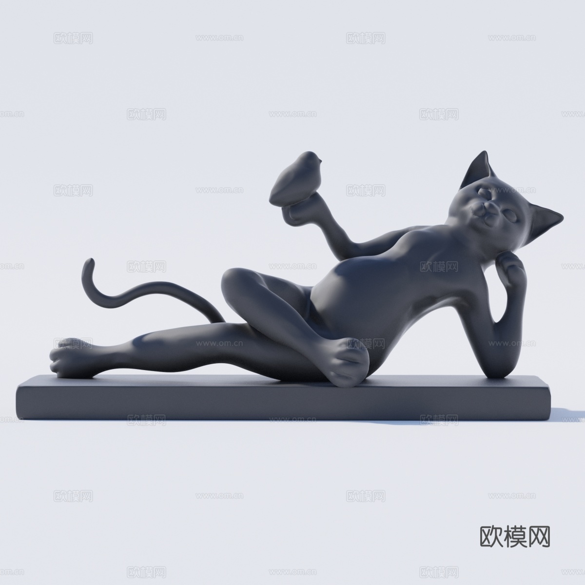 猫雕塑摆件 躺姿势猫雕塑 动物雕塑3d模型