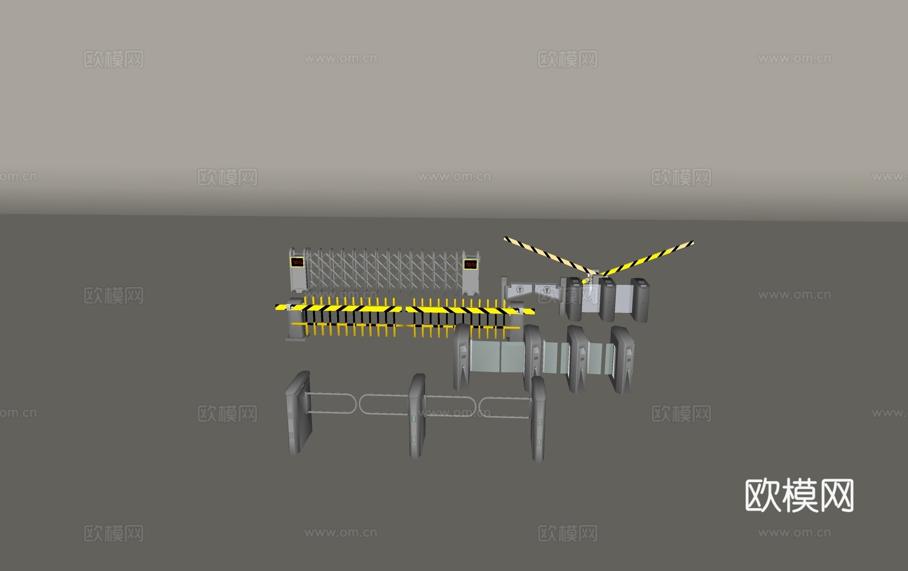 闸口 安检口  自动门 栏杆su模型