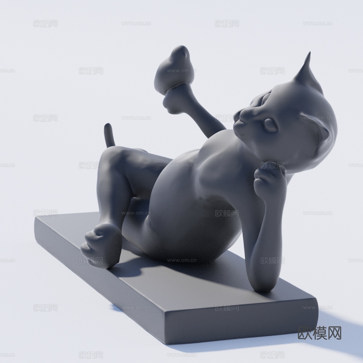 猫雕塑摆件 躺姿势猫雕塑 动物雕塑3d模型