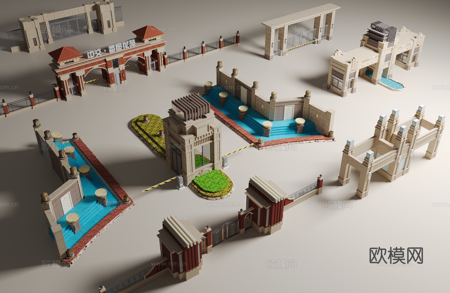 欧式大门入口3d模型下载