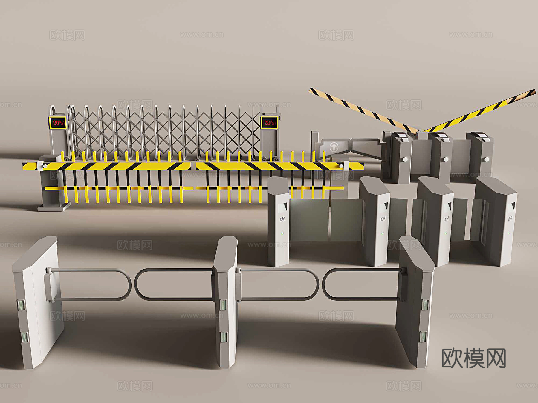 闸口 安检口  自动门 栏杆su模型