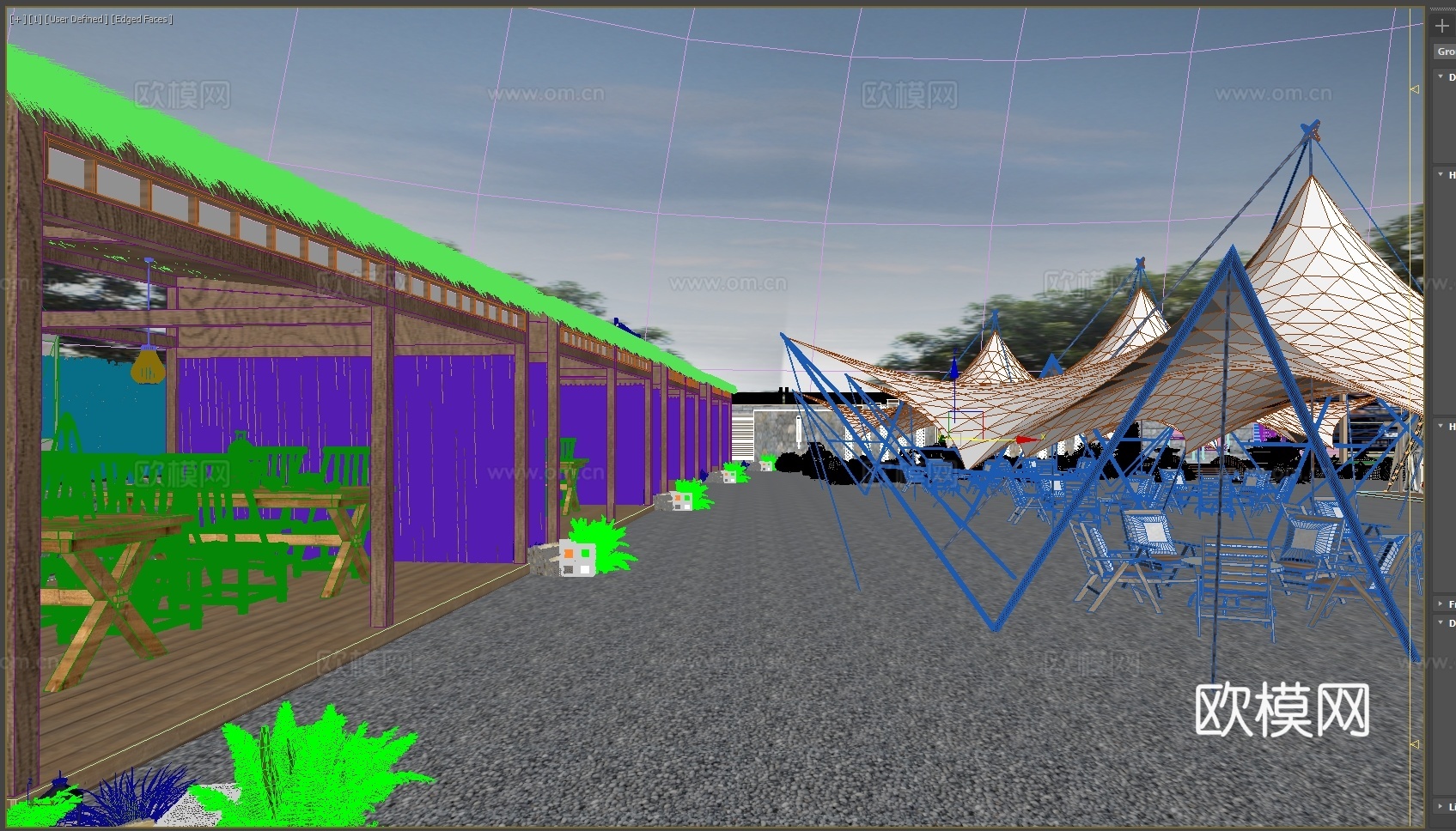 休闲旅行民宿 网红打卡露营地 农家乐鸟瞰3d模型