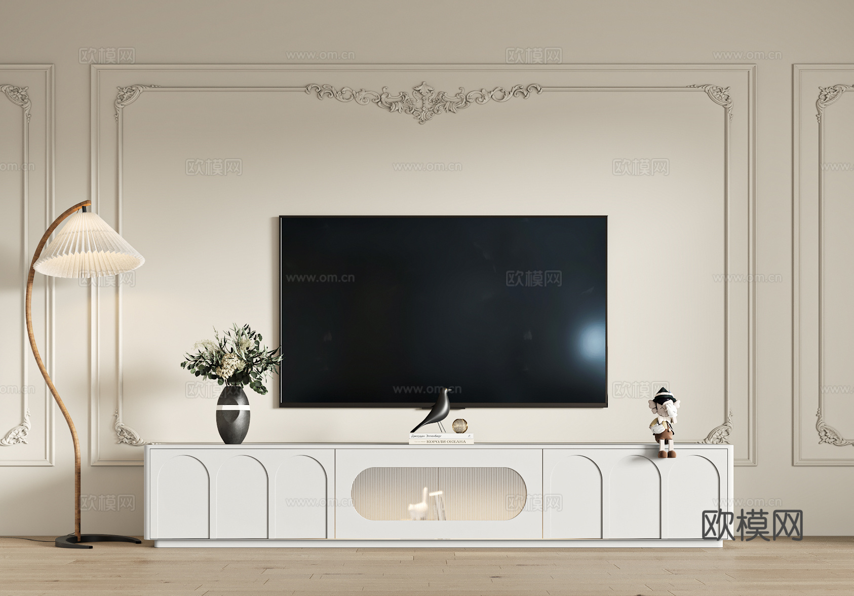 法式电视柜3d模型下载
