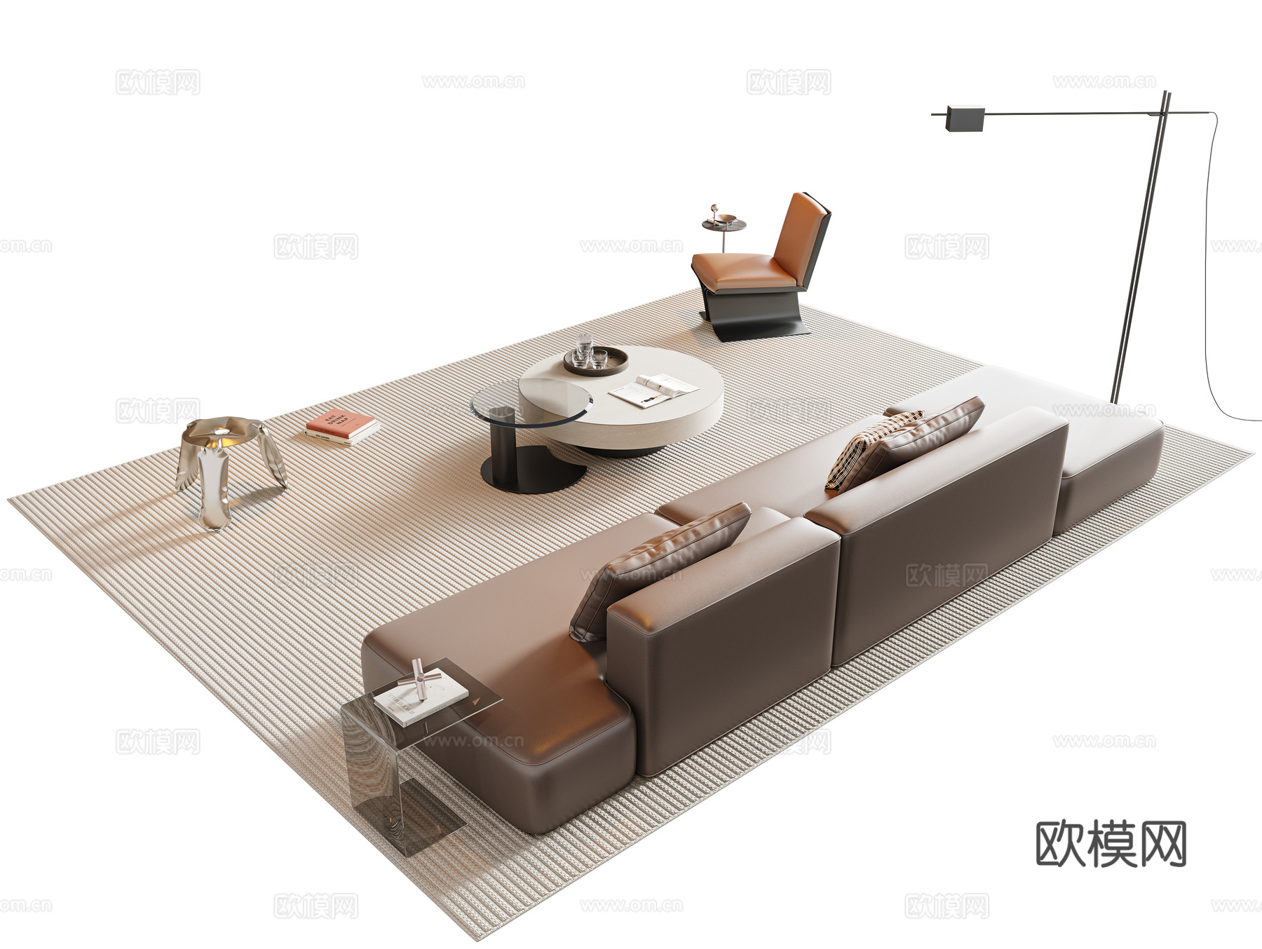 意式组合沙发su模型下载（渲染图2）