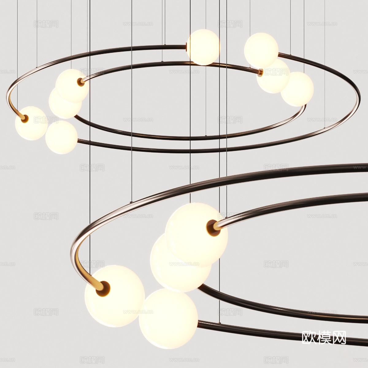 现代球形灯 圆环吊灯3d模型