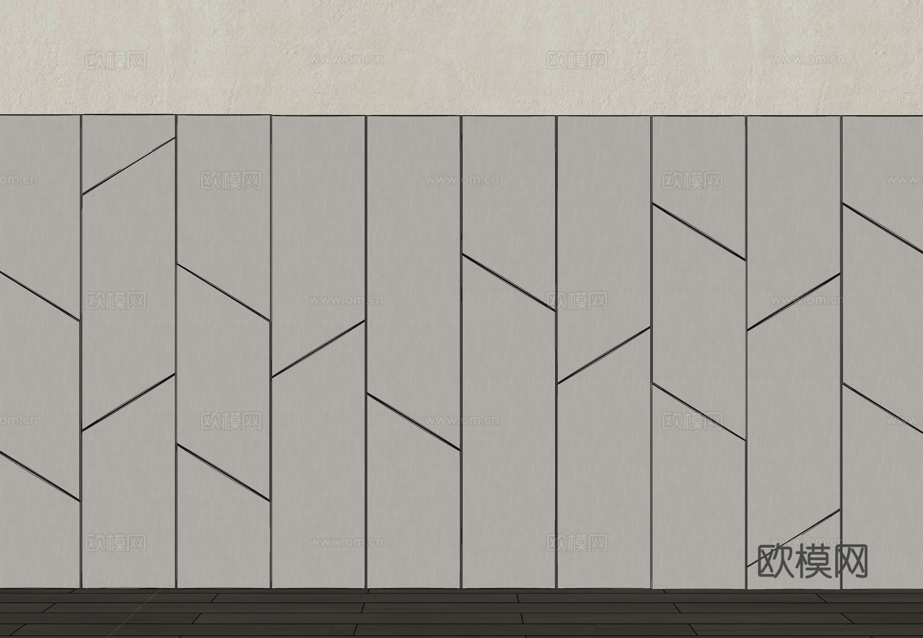 现代简约背景墙 护墙板su模型下载（渲染图1）
