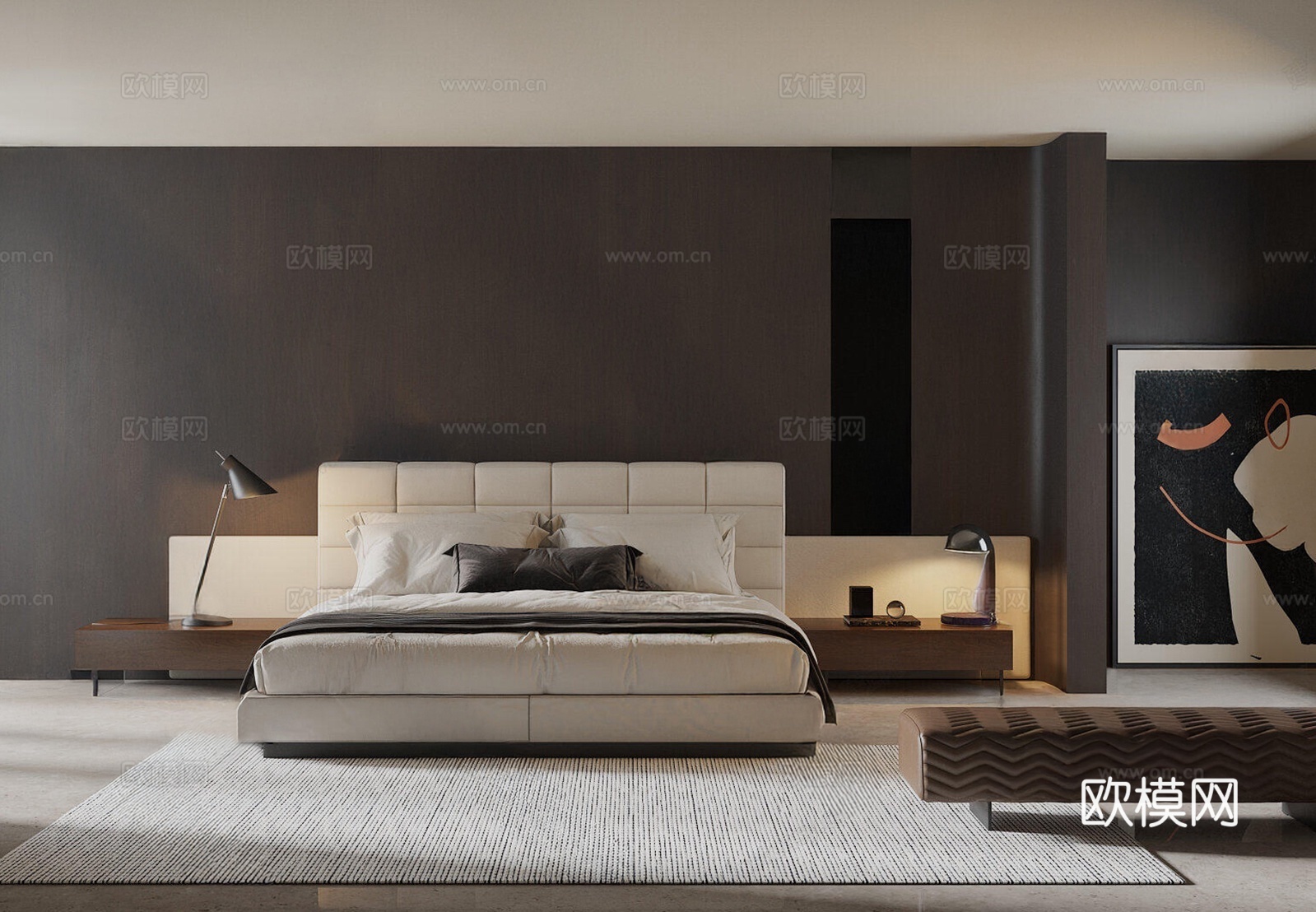 Minotti 双人床su模型