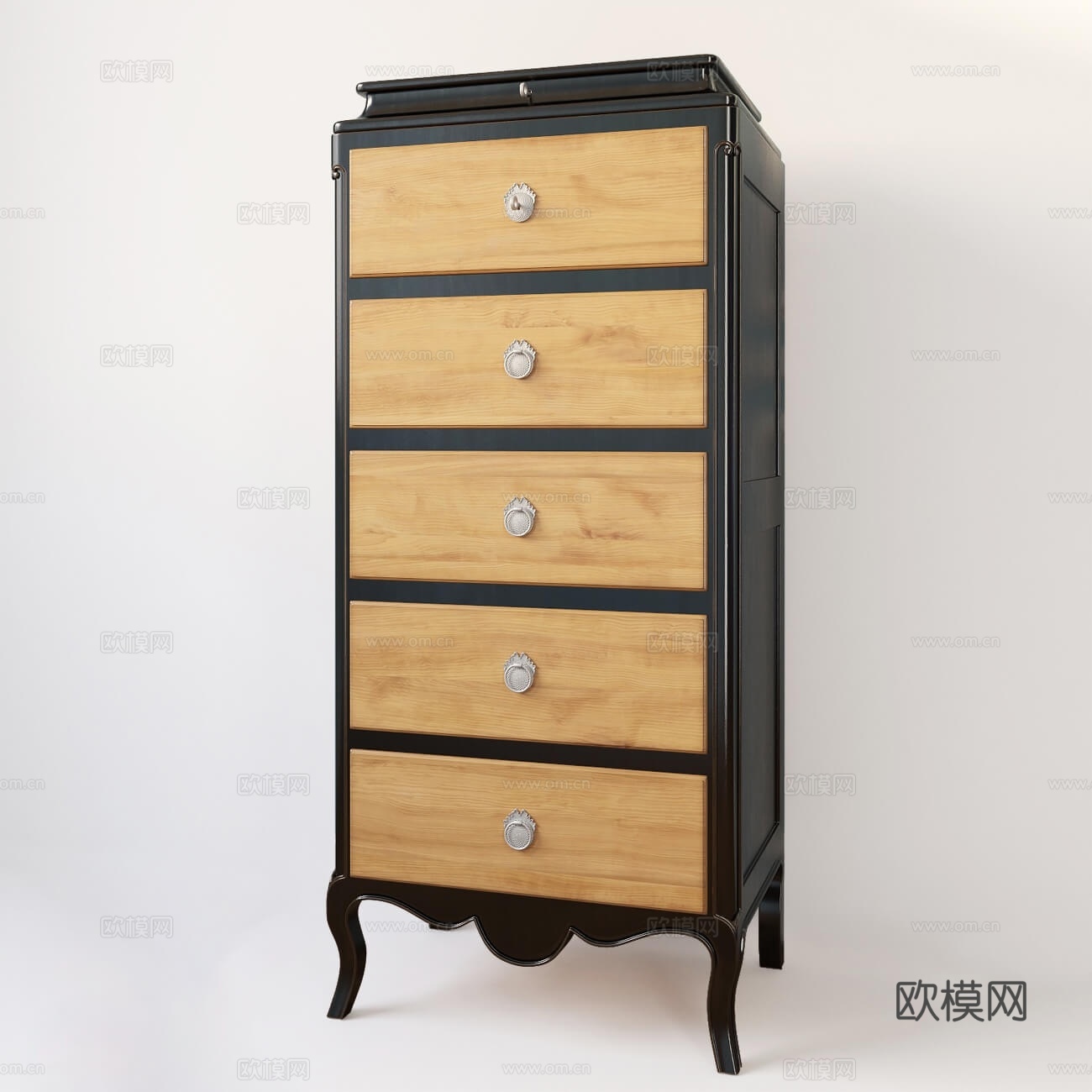 简欧五斗柜 木柜3d模型下载
