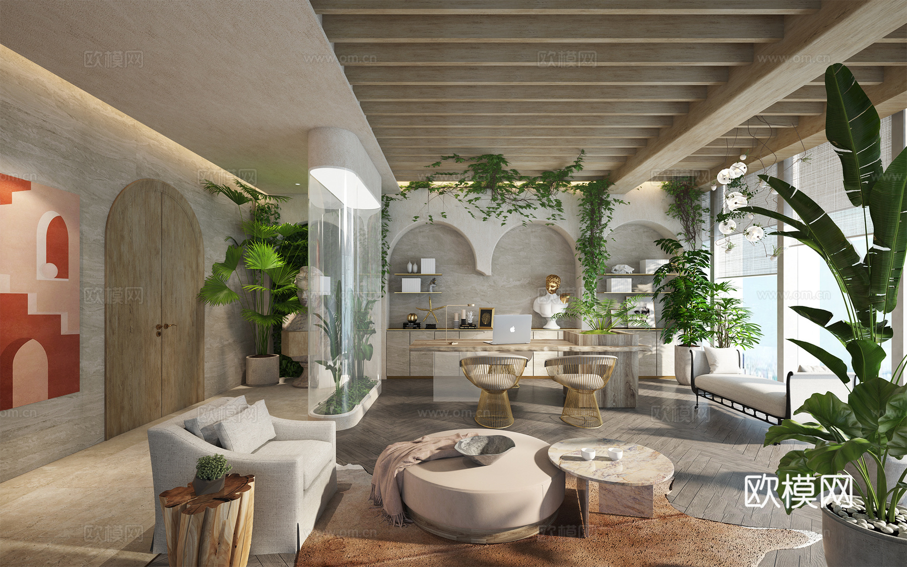 总经理室 董事长室3d模型下载（渲染图2）