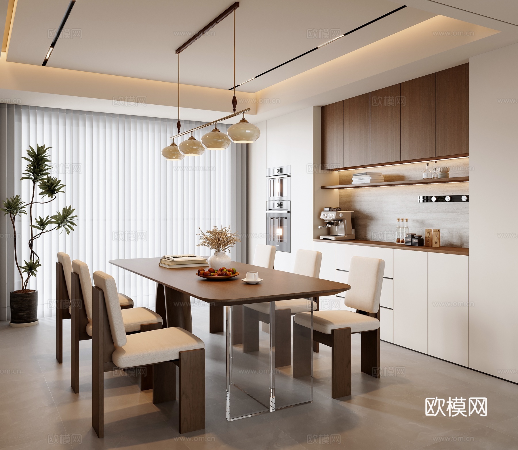 中古风餐厅3d模型下载